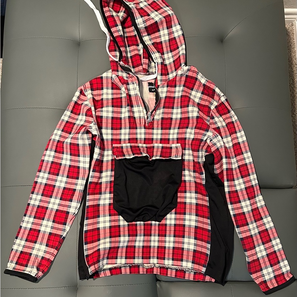 Men's Plaid Red and Black Men's Hoodie